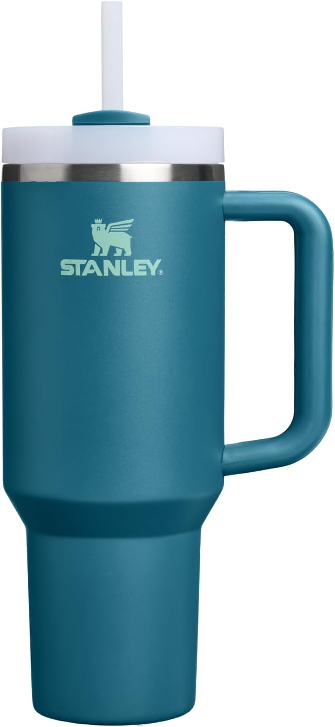 STANLEY Quencher H2.0 Flow State Tumbler, 40 oz, Coastal Teal | Handle and Straw | 3-Position Lid | Cup Holder Compatible for Travel | Insulated Stainless Steel Cup | BPA-Free