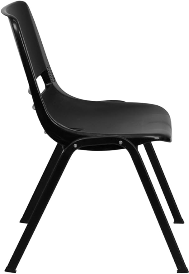 Flash Furniture HERCULES Series 661 lb. Capacity Black Ergonomic Shell Stack Chair with Black Frame and 16'' Seat Height