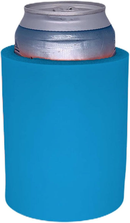 Blank Thick Foam Old School Can Cooler (6 Pack, Neon Blue)