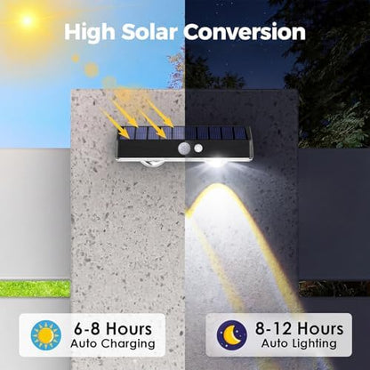 kolpop 16 Pack Solar Fence Lights Outdoor with 3 Modes Motion Sensor,IP65 Waterproof Fence Lights Solar Powered,1200mAh 60LM Bright LED Solar Lights for Fence,Patio,Backyard,Wall,Garden(Cool White)