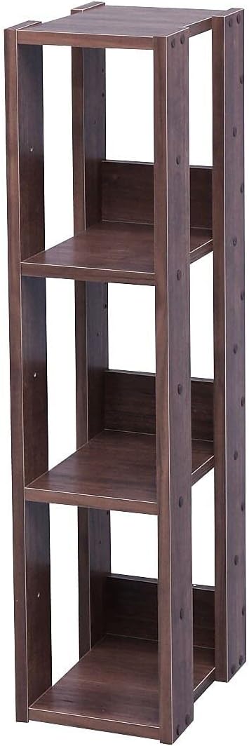 USA 3-Tier 8" Slim Open Wooden Bookshelf with Adjustable Shelves, Easy Assembly Bookcase Farmhouse Shelf for Small Spaces Bedroom Office Living Room Indoor, Brown