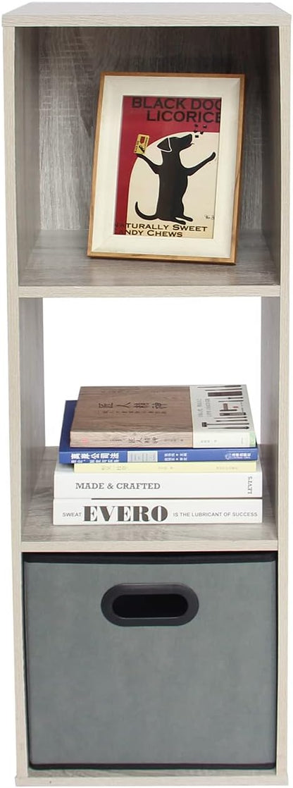 PACHIRA E-Commerce Storage Bookcase Wooden, Unit Shelf, Closet Cabinet, DVD Rack Bookshelf File Organizer Rack in Living Room, Bedroom, Study, each cube 11.22“, 3 Cube, OAK GREY