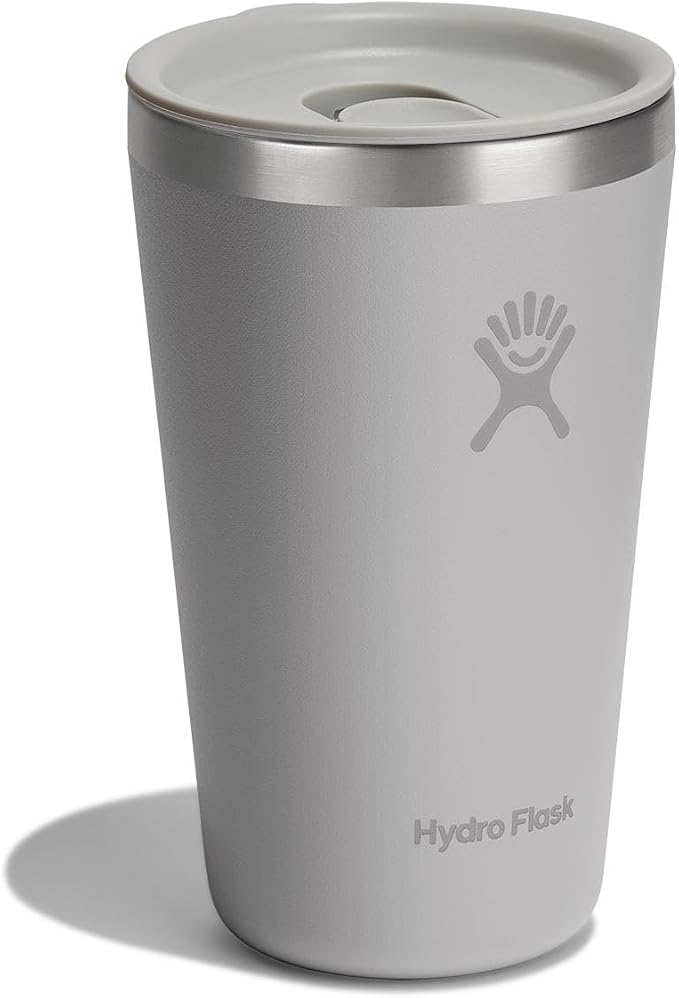 Hydro Flask All Around Tumbler Press-In Lid, Insulated Travel Mug, Stainless Steel Coffee Cup 16 Oz Tonal Birch Gray