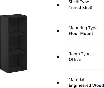 Furinno Luder Bookcase / Book / Storage , 3-Tier, Blackwood