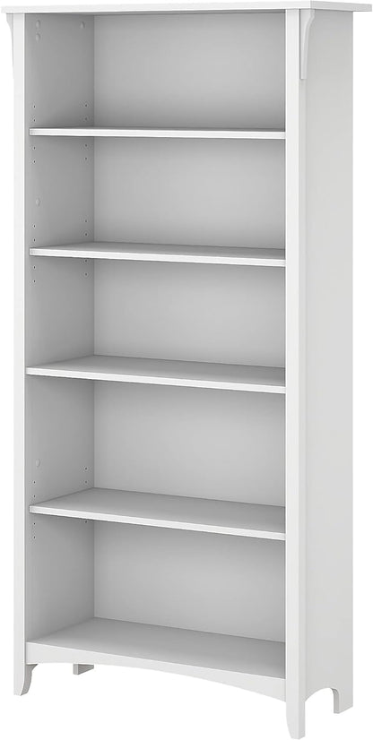 Bush Furniture BSH24463038 Salinas 5-Shelf 63-Inch H Bookcase, Pure White
