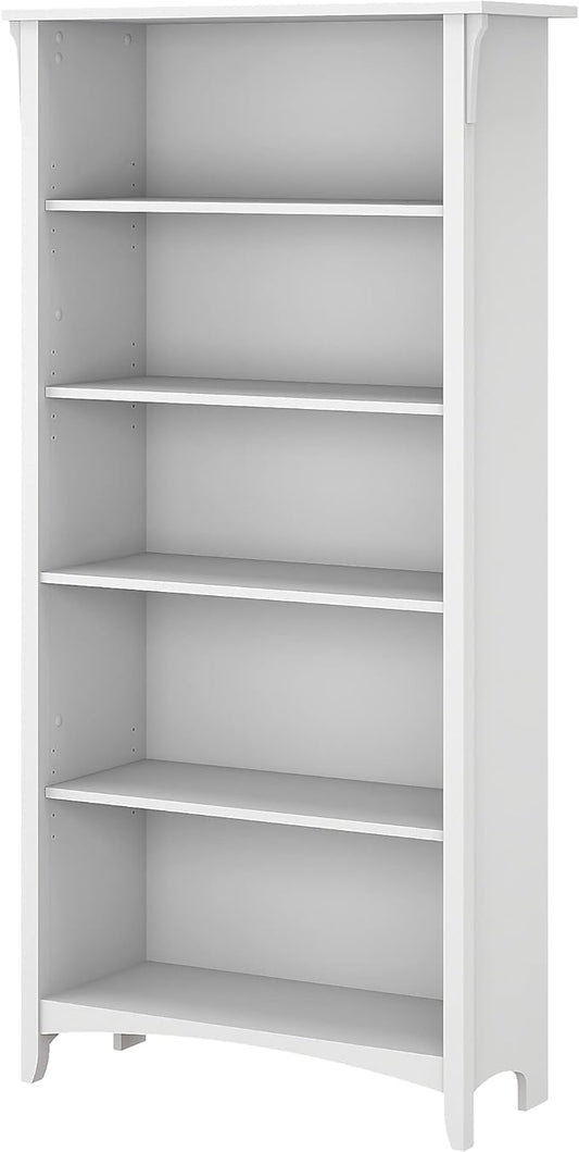 Bush Furniture BSH24463038 Salinas 5-Shelf 63-Inch H Bookcase, Pure White