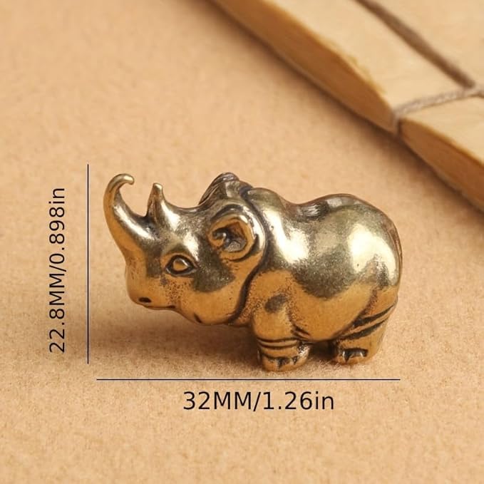 Vintage Solid Brass Rhino Figurine - Exquisite Desk Decor for Collectors - Perfect Home or Office Accent(Rhino)