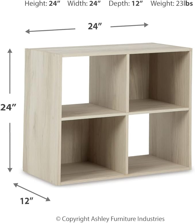Signature Design by Ashley Socalle Modern 4 Cube Storage Organizer or Bookcase, Whitewash