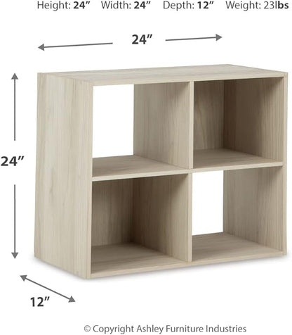 Signature Design by Ashley Socalle Modern 4 Cube Storage Organizer or Bookcase, Whitewash