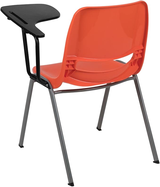 Flash Furniture Orange Ergonomic Shell Chair with Left Handed Flip-Up Tablet Arm