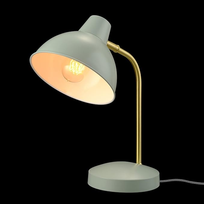 Globe Electric 30289 15" Desk Lamp, Matte Sage Green, Matte Gold Arm, Pivoting Shade, in-Line On/Off Rocker Switch, Home Décor, Lamp for Bedroom, Home Office Accessories, Desk Lamps for Home Office