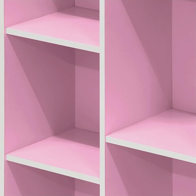 Furinno 7-Cube Reversible Open Shelf, White/Pink 11048WH/PI