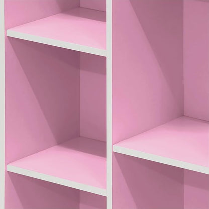 Furinno 7-Cube Reversible Open Shelf, White/Pink 11048WH/PI