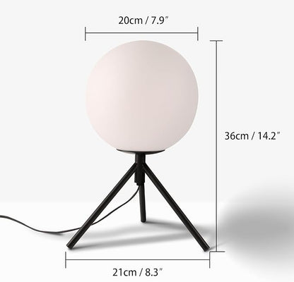 Mid Century Modern Table Lamp Black Glass Globe Desk Lamp Reading Lamp Vintage Plug in Table Desk Lamp for Bedroom Office Library Study Room (Black)