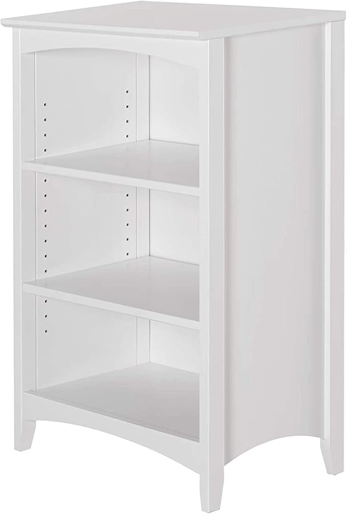 Shaker Style 3 Shelf Bookcase / Solid Wood / 36" High / Adjustable Shelving / Closed Back / Display Bookshelf for Living Room, Bedroom, Home and Office, White
