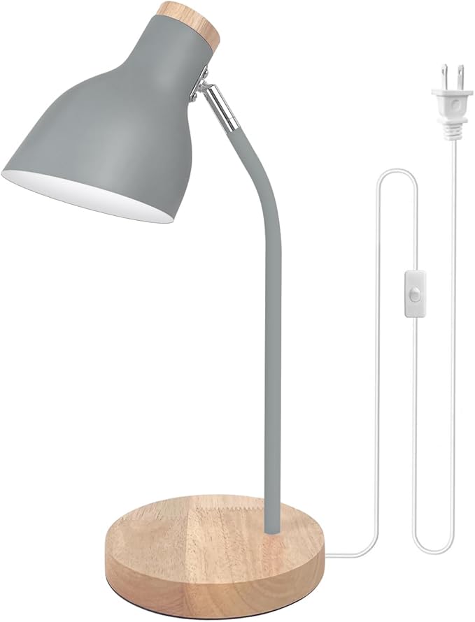 Himmel Desk Lamp, Adjustable Metal Table Lamp, Children's Table Lamp for Bedroom, Living Room, E27 Socket Reading Next to Lamp (Grey)