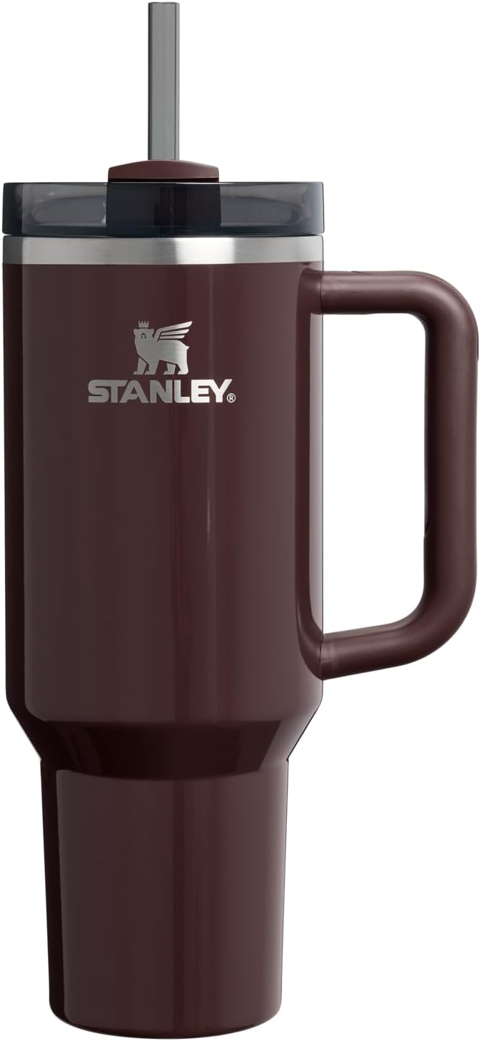 STANLEY Quencher H2.0 Flow State Tumbler, 40 oz, Mahogany Gloss | Handle and Straw | 3-Position Lid | Cup Holder Compatible for Travel | Insulated Stainless Steel Cup | BPA-Free