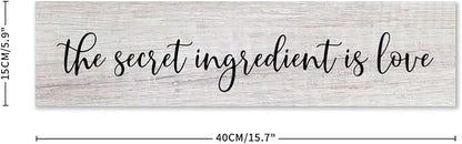 Generic Funny Wood Sign The Secret Ingredient is Love Rustic Wooden Hanging Sign Home Farmhouse Kitchen Wall Decoration 16 x 6 Inch