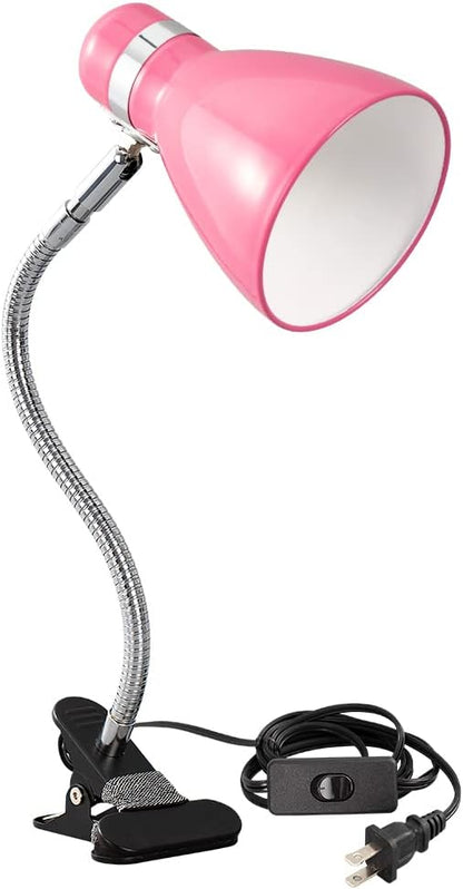 Metal Desk Lamps Clip on Lamp Clip on Light Portable Clamp On Reading Light,Eye-Caring Study Table Lamp with Flexible Goose Neck for Bedroom and Office Home Lighting (Rose red)