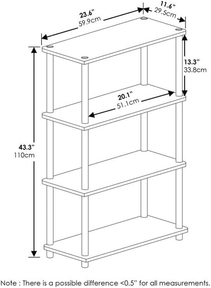 Furinno (99557GYW/BK) Turn-N-Tube 4-Tier Multipurpose Shelf Display Rack - French Oak Grey/Black