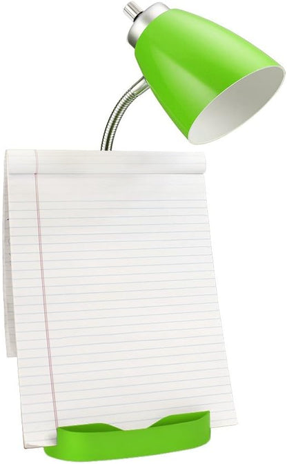 Simple Designs LD1056-GRN Gooseneck Organizer Desk Lamp with iPad/Tablet Stand or Book Holder and USB Port, Green