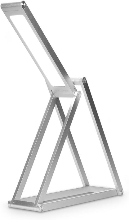 kwmobile Foldable LED Desk Lamp - Folding Portable USB Table Light with 3 Brightness Settings - for Home, Reading, Studying, Work, Travel - Silver