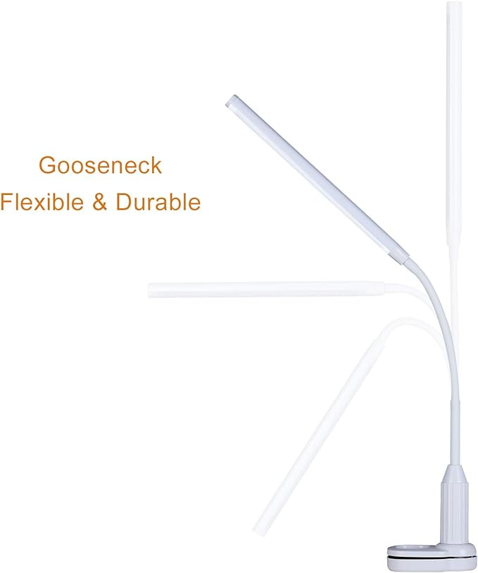 LED Desk Lamp, Clamp on Desk Light, Eye-Caring Gooseneck Clip on Light, 3 Color Modes, Stepless Dimming - Highly Adjustable Clamp Task Lamp/Table Lamp for Reading, Sewing, Drafting, Office