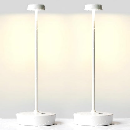 2 Pack Cordless Table Lamp Rechargeable Outdoor Waterproof Portable Battery Operated LED Table Light - for Home Restaurant Desk Bar Patio Kitchen Dinning Party (White)