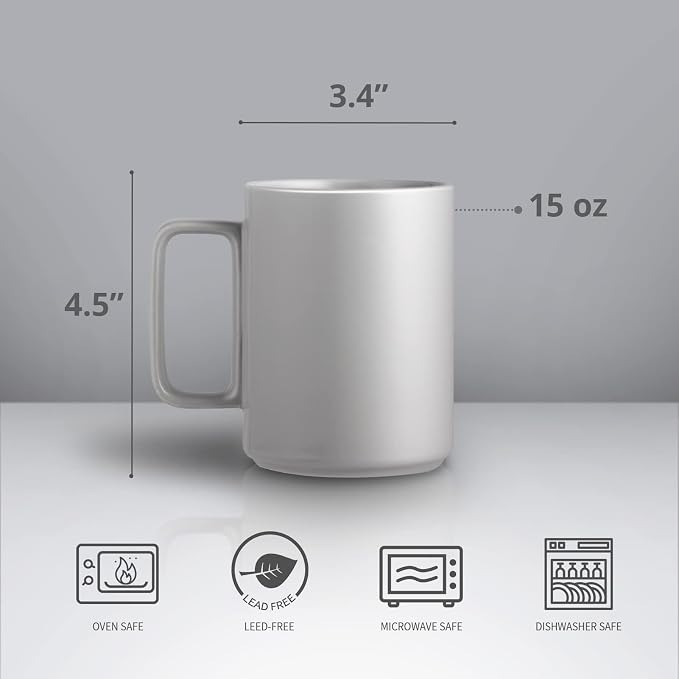 E-liu Large 15 Ounces Porcelain Coffee Mug Tea Mugs Set of 6 | Cups for Coffee, Tea, Cocoa, and Mulled Drinks , Dishwasher & Microwave Safe Gift Sets, BlacK White Grey