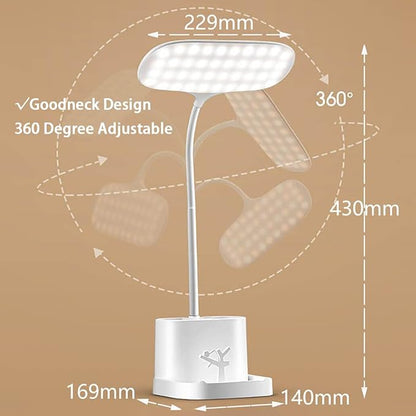 Desk Lamps for Home Office, 3 Light Colors Dimmable Desk Light Led Desk Lamp with Charger, Battery Operated Desk Lamp for Desk, Study Lamp with Pen & Phone Holder,White Led Desk Lamps for Home Office