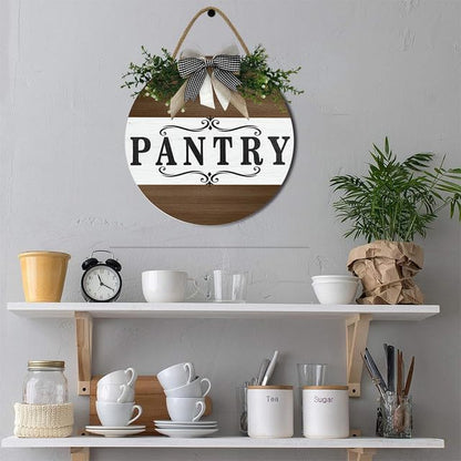 Farmhouse Themed Pantry Signs, Rustic Pantry Room Decor Wooden Decoration with Quotes Pantry Open 24/7 Vintage Decorative Wall Plaque for Home Housewarming Gift 12"
