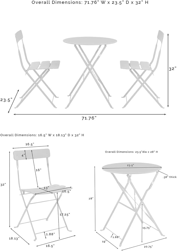 Crosley Furniture CF7390-CO Karlee Retro Metal Indoor/Outdoor 3-Piece Bistro Set with Table and 2 Chairs, Coral