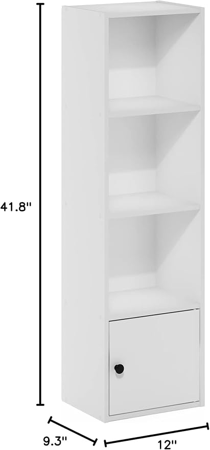 Furinno Luder Shelf Bookcase with 1 Door Storage Cabinet, White