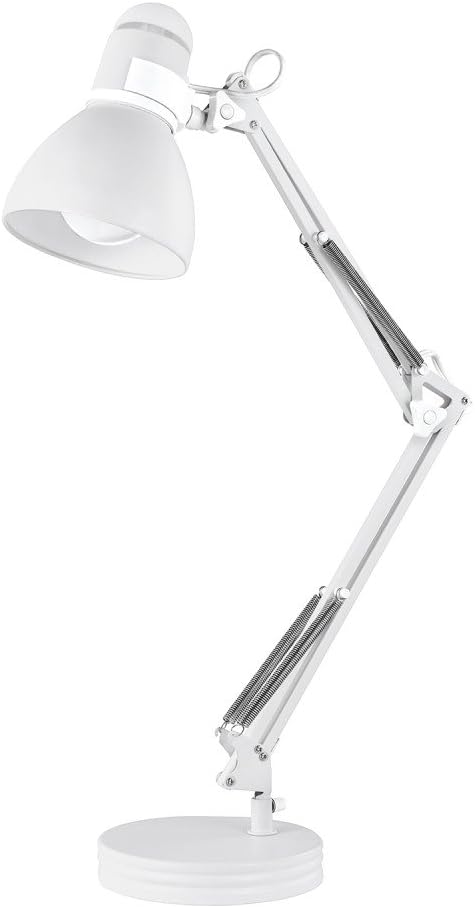 Globe Electric 52024 28" Swing Arm Desk Lamp, Matte White, On/Off Rotary Switch on Shade, Partially Adjustable Swing Arm, Home Office Accessories, Lamp for Bedroom, Home Improvement, Home Décor
