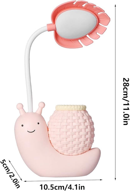 LED Desk Lamp with Pen Holder Cartoon Holder Table Lamp Multiple Function USB Charging Cute Desk Light for Students Kids(Pink)