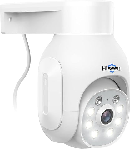 Hiseeu Wireless Security Camera Outdoor, 2.4G/5G 3MP WiFi Camera, Color Night Vision, Auto Tracking, Pan/Tilt, 360° View, Motion Detection, Two-Way Audio, IP66, Work with Alexa, No Monthly Fee