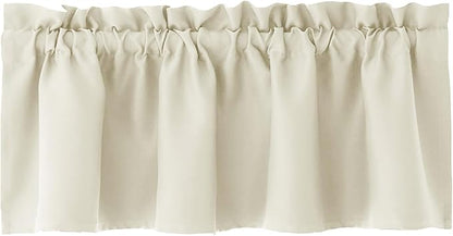 Hiasan Valance Curtains for Kitchen Blackout Thermal Insulated Solid Window Curtain Valance, Light Beige, 42 x 12 Inches, 1 Panel