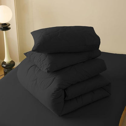 Black Flower Comforter California King Black Flower Print Bed Cal King Comforter Set 3 Pieces Dark Black Floral Comforter Set for Women Girls Bedroom Decor All Season Hotel Quality Comforter