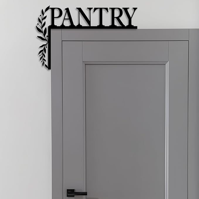 LIYOUYA Metal Pantry Flower Door Topper, door Sign, Door Corner Decor, Black Metal Wall Art, Simple Home Decor - For Kitchen (Black)