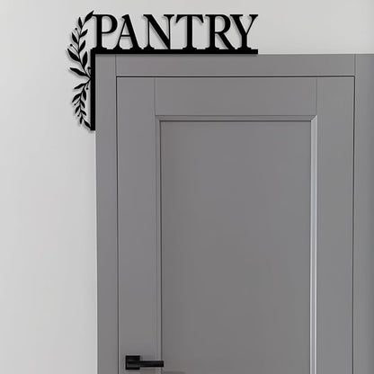 LIYOUYA Metal Pantry Flower Door Topper, door Sign, Door Corner Decor, Black Metal Wall Art, Simple Home Decor - For Kitchen (Black)