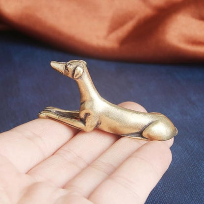 Vintage Solid Brass Miniature - Delicate Greyhound Desk Ornament for Pet Enthusiasts - Exquisite Collectible and Home Décor Accent（Greyhound）