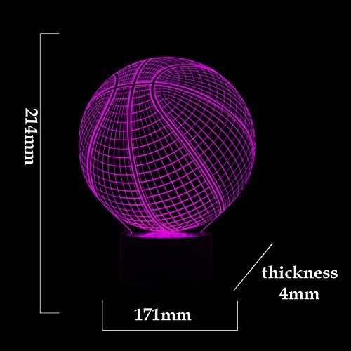 Basketball 3D Illusion Lamp, LED Night Lights for Kids Birthday Gift 7 Color Changing Touch Switch Xmas Decoration Nightlight Children Room Bedroom Decorations Toys for Sports Theme Fans