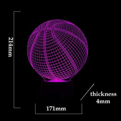 Basketball 3D Illusion Lamp, LED Night Lights for Kids Birthday Gift 7 Color Changing Touch Switch Xmas Decoration Nightlight Children Room Bedroom Decorations Toys for Sports Theme Fans