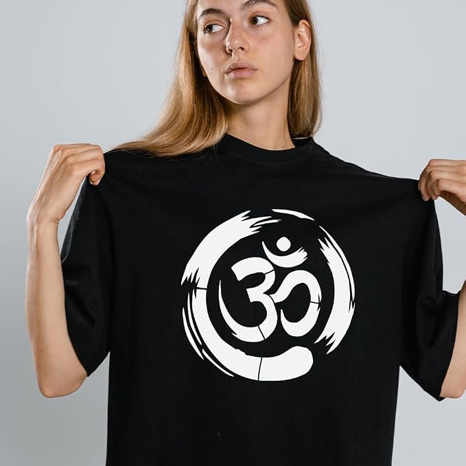 FINGERINSPIRE Om Symbol Stencil with Paint Brush 11.8x11.8 inch Yoga Zen Circle Pattern Template Yoga Om Symbols Craft Stencil for Painting on Wall Wood Floor Tile Canvas Fabric Furniture