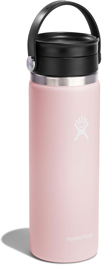 Hydro Flask Water Bottle - Insulated Stainless Steel - Wide Mouth Flex Sip Lid, Non Spill, Leakproof and Refillable in 20 Oz Trillium Pink