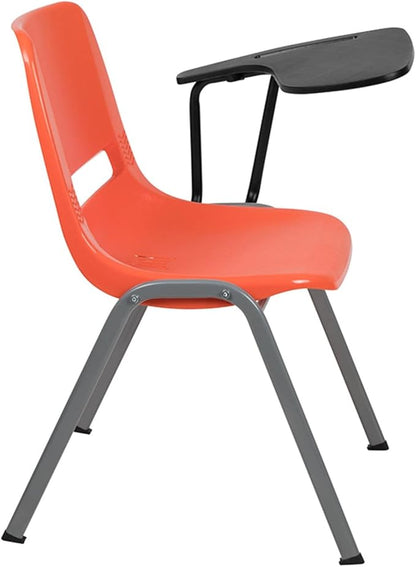 Flash Furniture Orange Ergonomic Shell Chair with Left Handed Flip-Up Tablet Arm