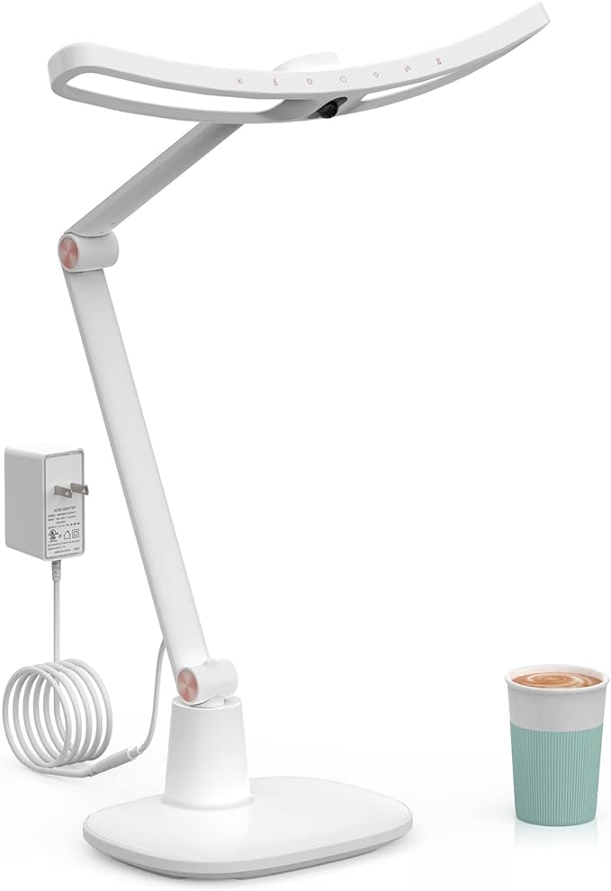 LED Desk Lamp for Home Office, Touch Desk Light Eye-Caring Table Lamp Dimmable with Monitor Sensor Adjustable Swing Arm Desk Lamp for Working Studying Reading Study Ultrawide Bright