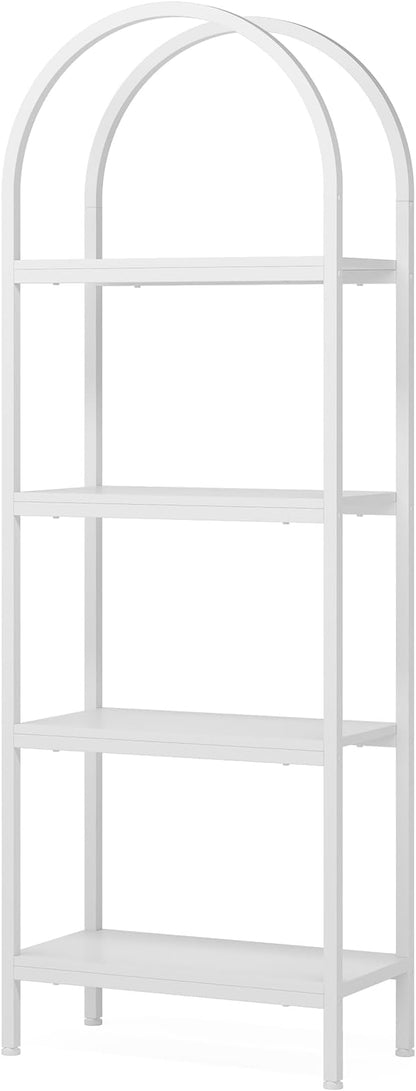 Tribesigns 4-Tier Open Bookshelf, 70.8" Industrial Wood Bookcase Storage Shelves with Metal Frame, Freestanding Display Rack Tall Shelving Unit for Office, Bedroom, Living Room (White, 1PC)