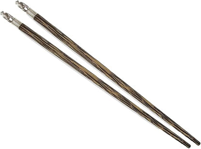 Wooden Chopsticks 9⅞" Long Coconut Palm Wood Chopstick With Metal Monkey Top Eating Utensil Oriental Cutlery Asian Tableware Decorative Dinnerware to Serve Chinese Japanese Korean Food