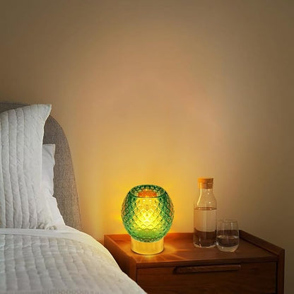 Battery Operated Lamp with Timer,Glass Cordless Lamps with LED Bulb,Decorative Lights for Living Room Bedroom Tabletop Entryway Centerpiece Gift (Green)
